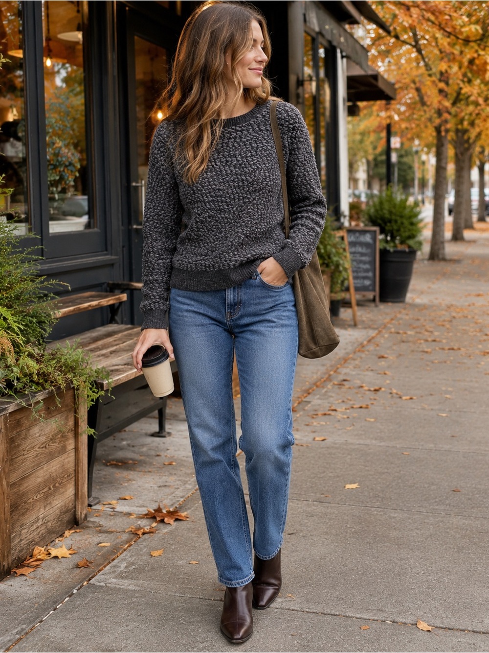 Moth Anthropologie Gray Bouclé Wool Blend Textured Sweater Small